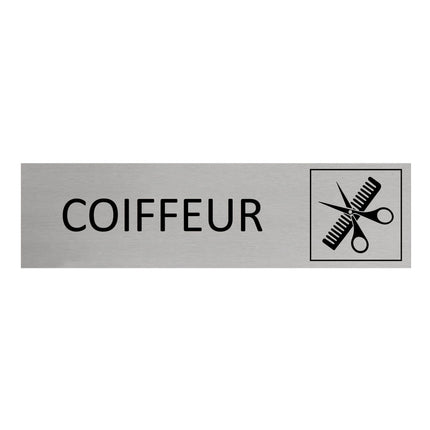 Plaque de porte Coiffeur -  aluminium - 165 x 45 mm