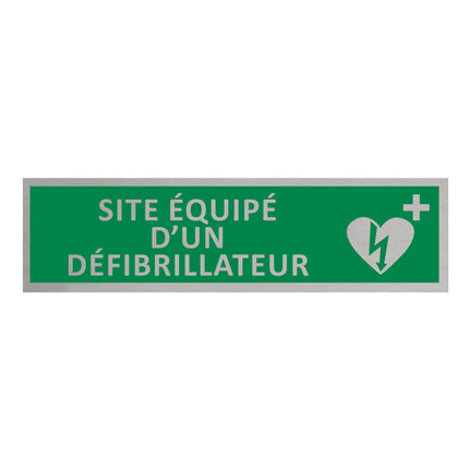 Plaque de porte Site équipé d'un défibrillateur -  aluminium - 165 x 45 mm
