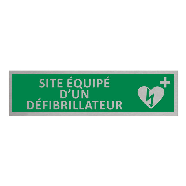 Plaque de porte Site équipé d'un défibrillateur -  aluminium - 165 x 45 mm