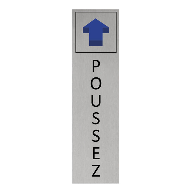 Plaque de porte Poussez -  aluminium - 165 x 45 mm