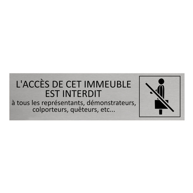 Plaque de porte Pas de colporteur -  aluminium - 165 x 45 mm