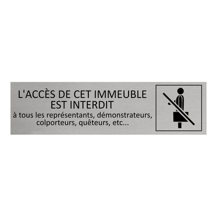 Plaque de porte Pas de colporteur -  aluminium - 165 x 45 mm