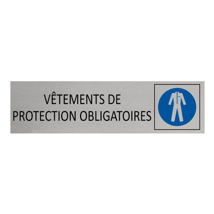 Plaque de porte Vêtements de protection obligatoires -  aluminium - 165 x 45 mm