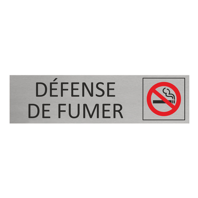 Plaque de porte Défense de fumer -  aluminium - 165 x 45 mm