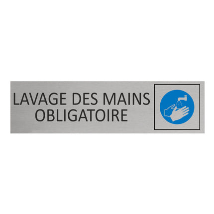 Plaque de porte Lavage des mains obligatoire -  aluminium - 165 x 45 mm