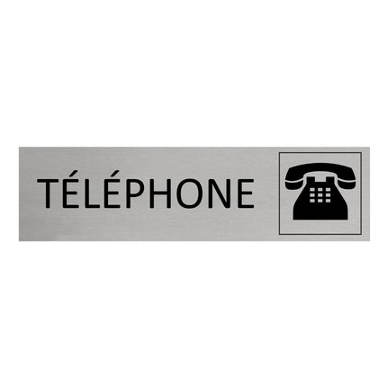 Plaque de porte Téléphone -  aluminium - 165 x 45 mm