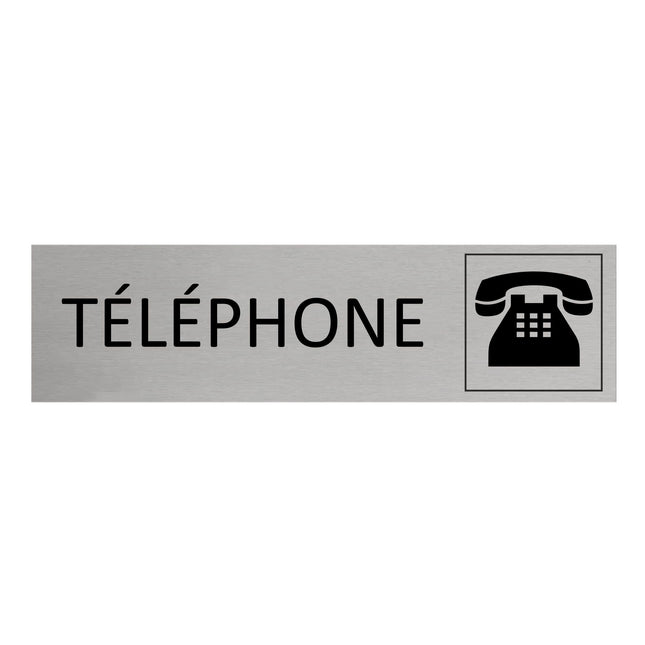 Plaque de porte Téléphone -  aluminium - 165 x 45 mm