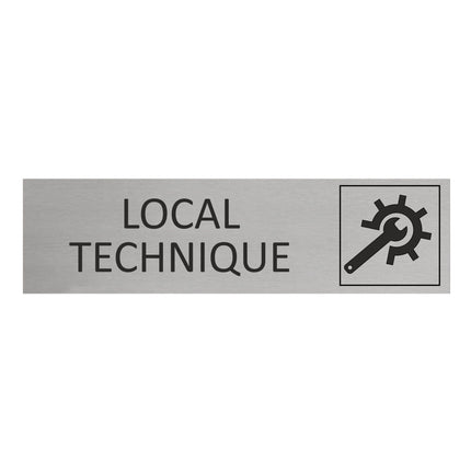 Plaque de porte Local technique -  aluminium - 165 x 45 mm