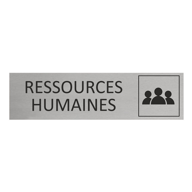Plaque de porte Ressources humaines -  aluminium - 165 x 45 mm