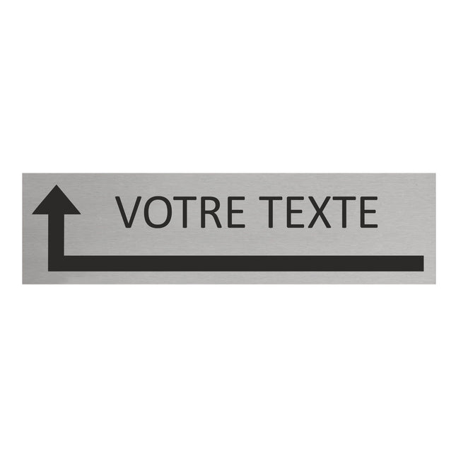 Plaque de porte avec votre texte avec flèche vers la gauche -  aluminium - 165 x 45 mm
