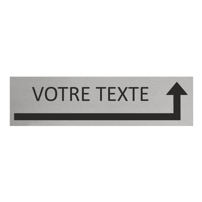 Plaque de porte avec votre texte avec flèche vers la droite -  aluminium - 165 x 45 mm