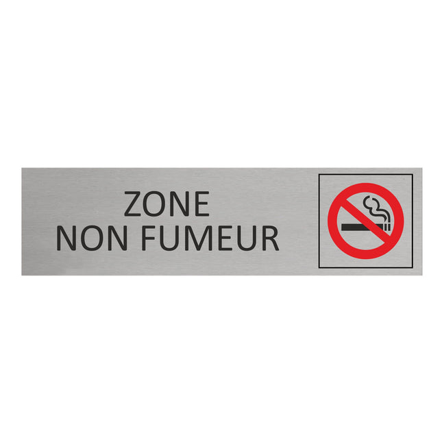 Plaque de porte Zone non fumeur -  aluminium - 165 x 45 mm
