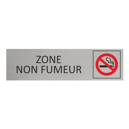 Plaque de porte Zone non fumeur -  aluminium - 165 x 45 mm