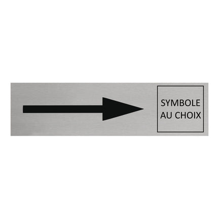Plaque de porte flèche droite et symbole -  aluminium - 165 x 45 mm