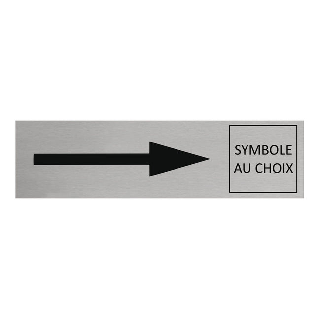 Plaque de porte flèche droite et symbole -  aluminium - 165 x 45 mm