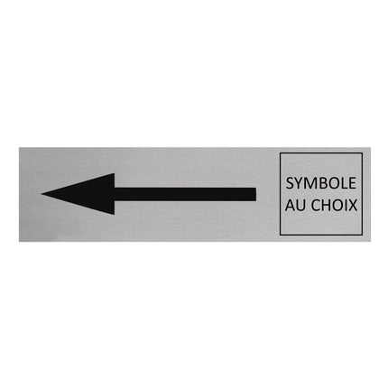Plaque de porte flèche gauche et symbole -  aluminium - 165 x 45 mm