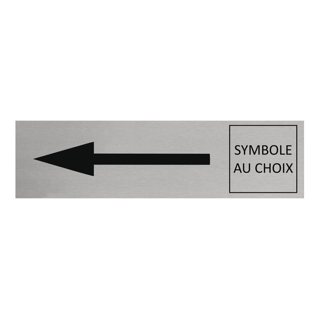 Plaque de porte flèche gauche et symbole -  aluminium - 165 x 45 mm