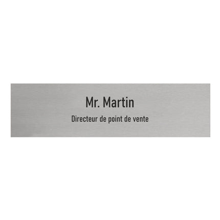 Plaque de porte avec nom -  aluminium - 165 x 45 mm