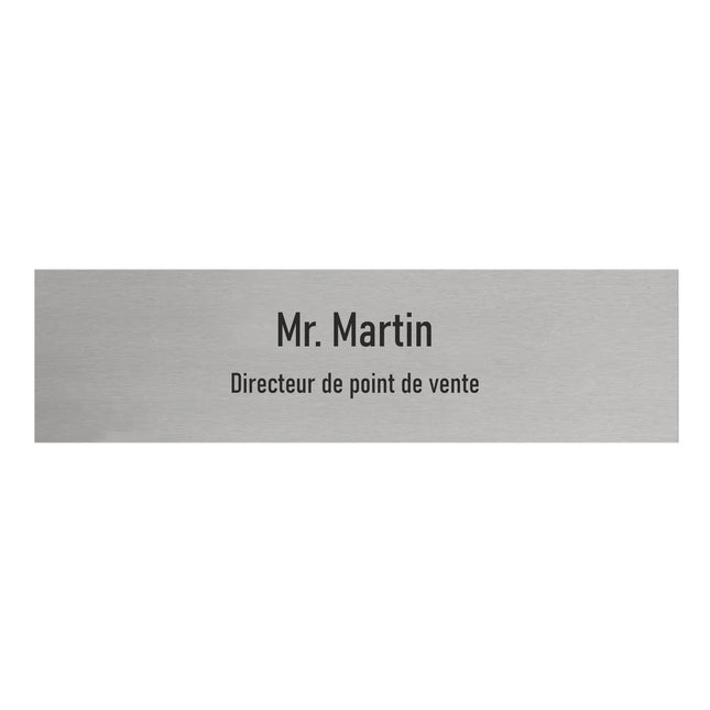 Plaque de porte avec nom -  aluminium - 165 x 45 mm