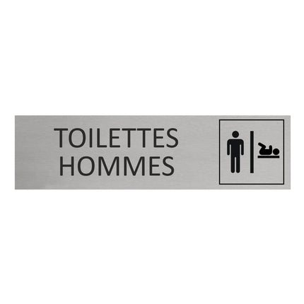Plaque de porte Toilettes hommes avec change bébé -  aluminium - 165 x 45 mm