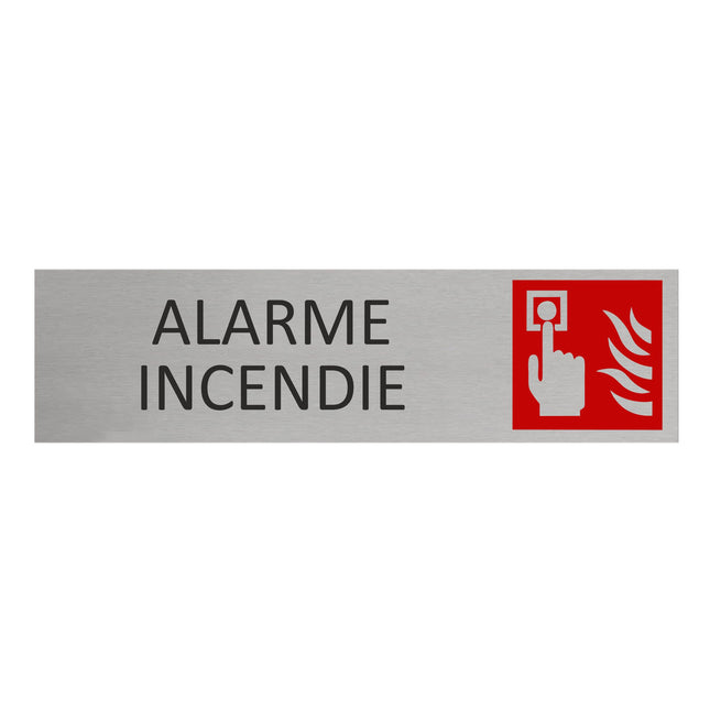 Plaque de porte Alarme incendie -  aluminium - 165 x 45 mm