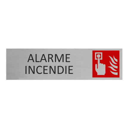 Plaque de porte Alarme incendie -  aluminium - 165 x 45 mm