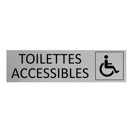 Plaque de porte Toilettes accessibles -  aluminium - 165 x 45 mm