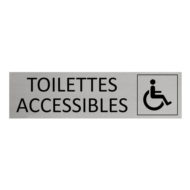 Plaque de porte Toilettes accessibles -  aluminium - 165 x 45 mm
