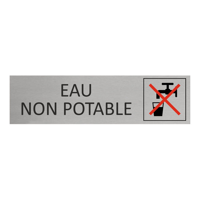 Plaque de porte Eau non potable -  aluminium - 165 x 45 mm