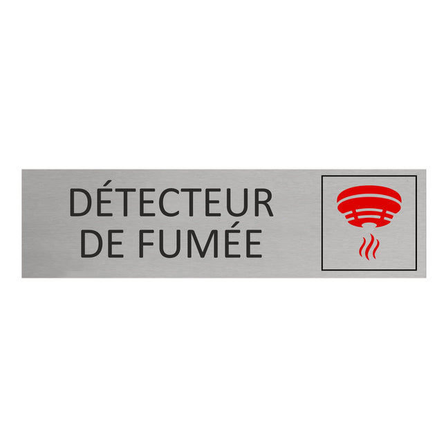 Plaque de porte Détecteur de fumée -  aluminium - 165 x 45 mm