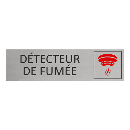 Plaque de porte Détecteur de fumée -  aluminium - 165 x 45 mm