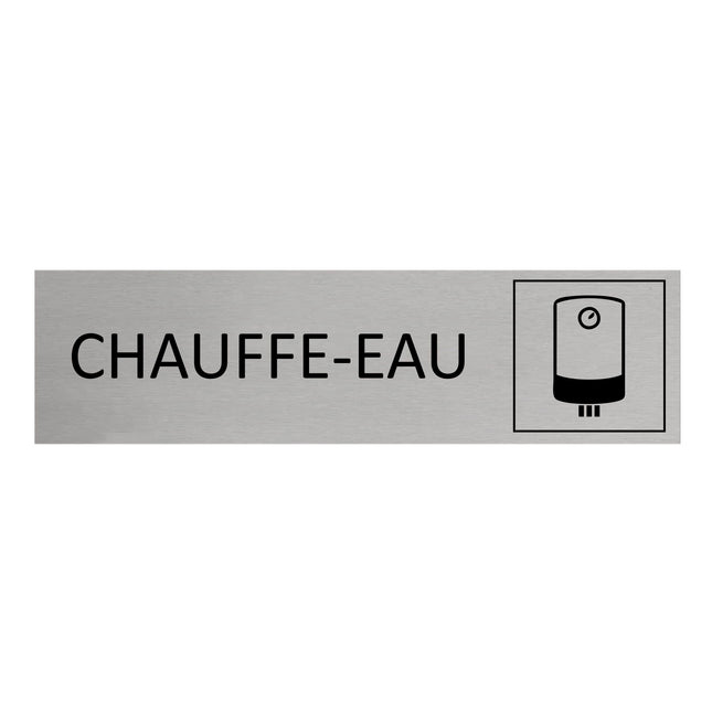 Plaque de porte Chauffe-eau -  aluminium - 165 x 45 mm