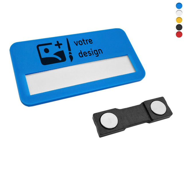 Badge nominatif personnalisé Business plastique - 72 x 38 mm - par pièce