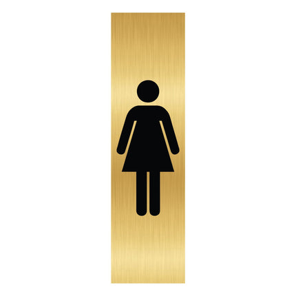 Plaque de porte pictogramme Femmes -  aluminium doré - 165 x 45 mm