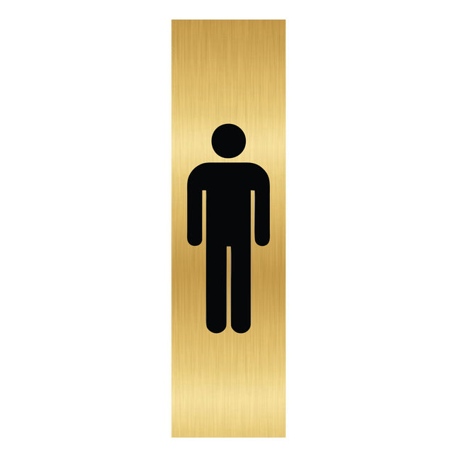Plaque de porte pictogramme Hommes -  aluminium doré - 165 x 45 mm