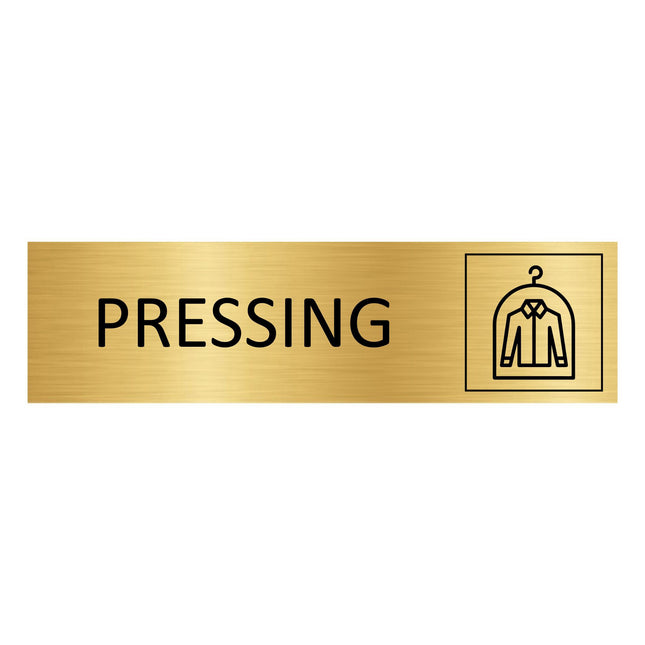 Plaque de porte Pressing - aluminium doré - 165 x 45 mm