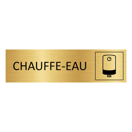 Plaque de porte Chauffe-eau - aluminium doré - 165 x 45 mm