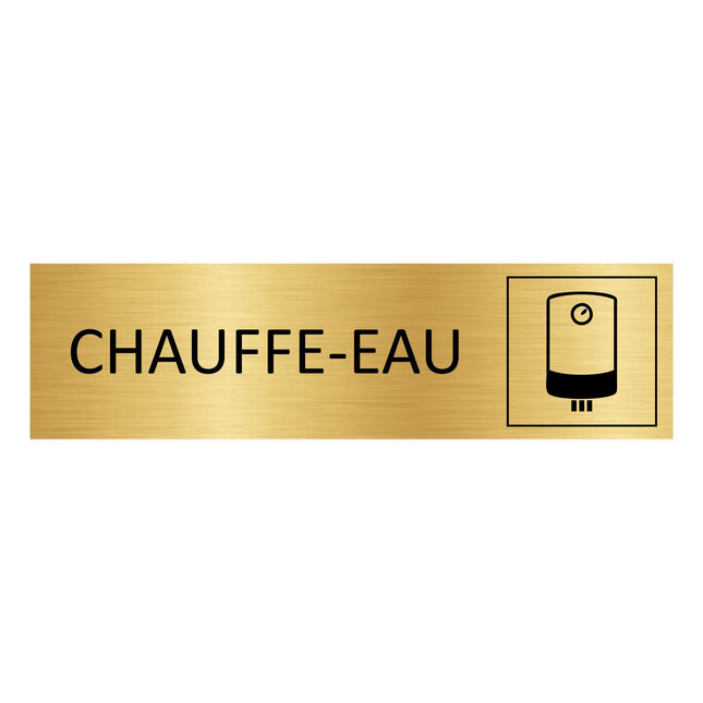 Plaque de porte Chauffe-eau - aluminium doré - 165 x 45 mm