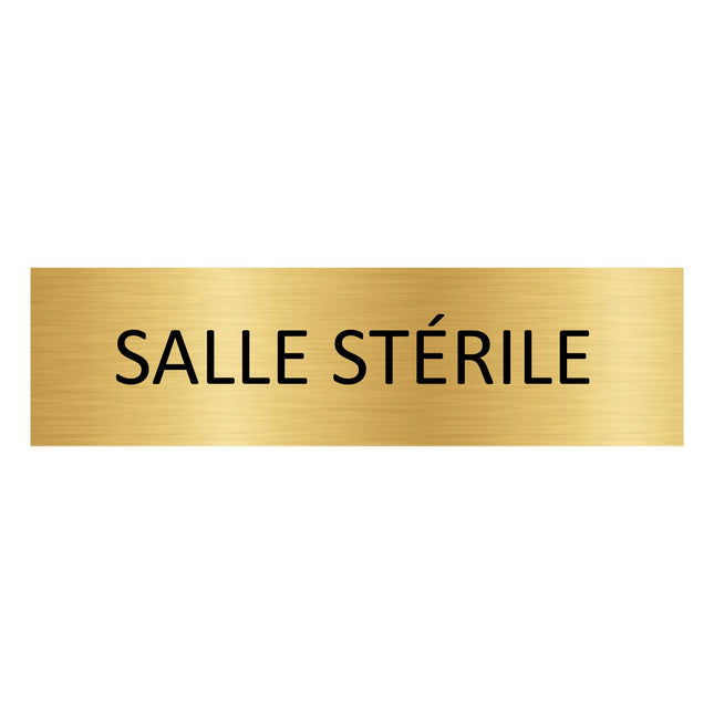 Plaque de porte Salle Stérile - aluminium doré - 165 x 45 mm