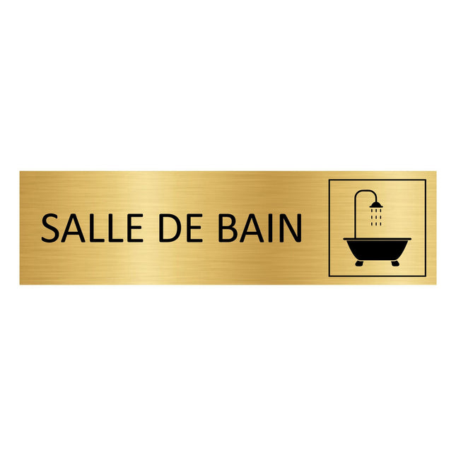 Plaque de porte Salle de bain - aluminium doré - 165 x 45 mm