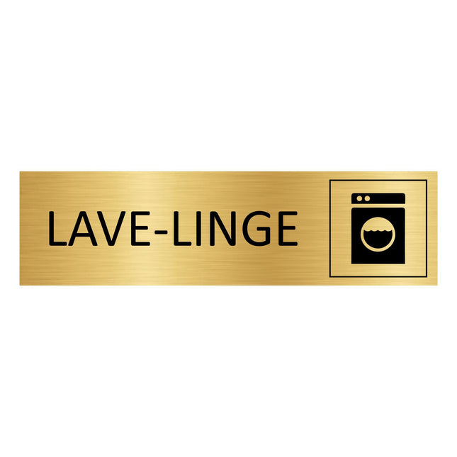 Plaque de porte Lave-linge - aluminium doré - 165 x 45 mm