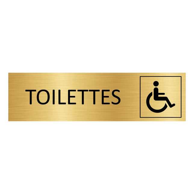 Plaque de porte Toilettes accessibles - aluminium doré - 165 x 45 mm