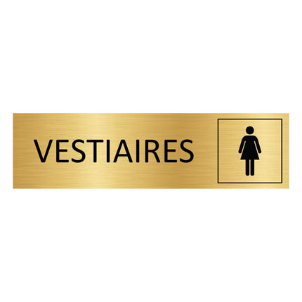 Plaque de porte Vestiaires femmes - aluminium doré - 165 x 45 mm