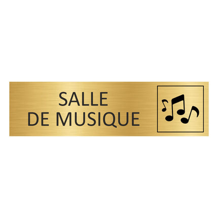 Plaque de porte Salle de musique - aluminium doré - 165 x 45 mm
