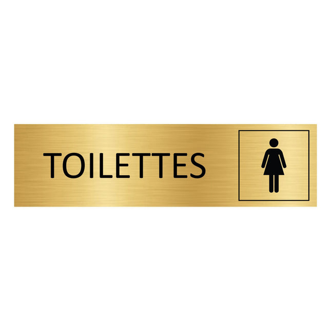 Plaque de porte Toilettes femmes - aluminium doré - 165 x 45 mm