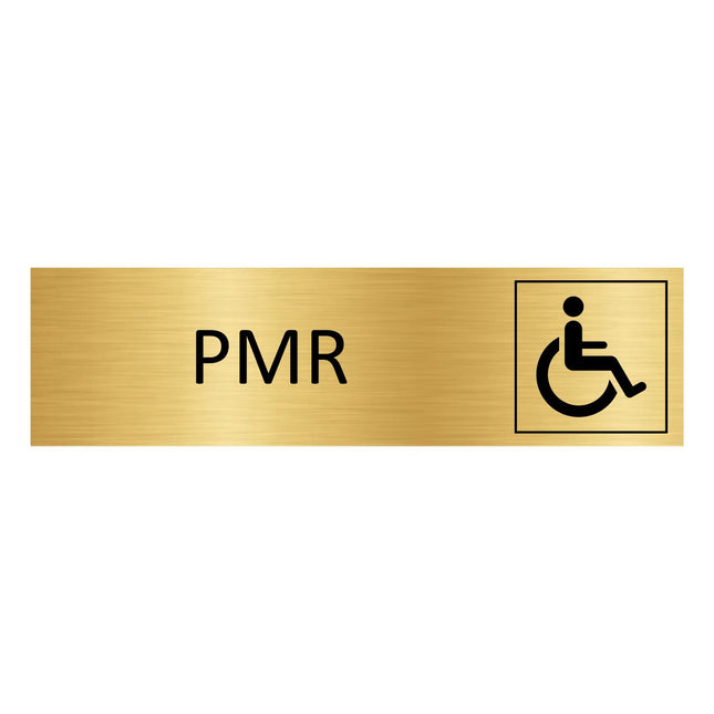 Plaque de porte PMR - aluminium doré - 165 x 45 mm
