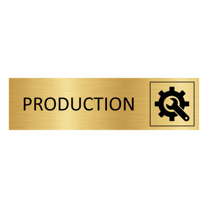 Plaque de porte Production - aluminium doré - 165 x 45 mm