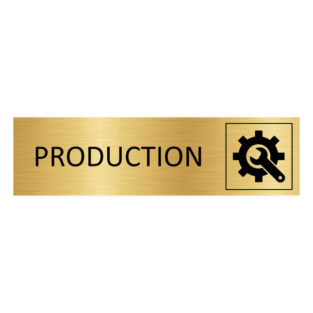Plaque de porte Production - aluminium doré - 165 x 45 mm