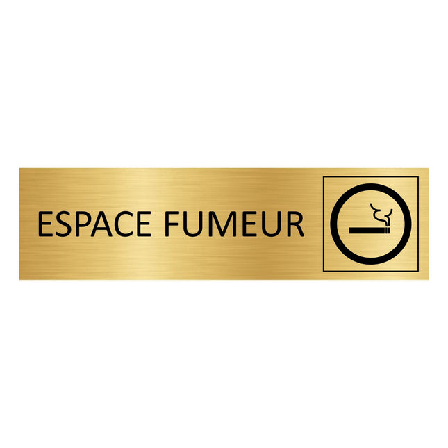 Plaque de porte Espace fumeur - aluminium doré - 165 x 45 mm
