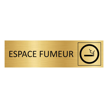 Plaque de porte Espace fumeur - aluminium doré - 165 x 45 mm